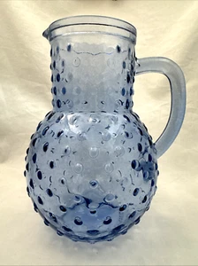 Target Bullseye Playground Blue Glass Hobnail Pitcher **NEW** - Picture 1 of 8