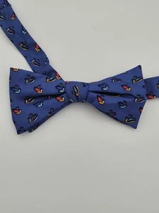 Countess Mara Men's Blue Fishing Hook Print 100% Silk Bow Tie - NWT - Picture 1 of 4