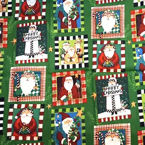 Edredón rojo verde Alyssa Mooney Santa Navidad algodón peso mediano 0,5 yardas - Imagen 1 de 5