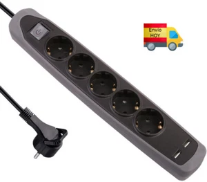 Regleta Ladron 5 Enchufes 2 USB 2.1A - Cover de silicona - cable 2 m - ENVIO HOY - Imagen 1 de 4