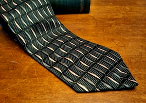 Corbata Giorgio Brutini Collezione 100 % seda negra, gris y rosa geométrica - Imagen 1 de 5