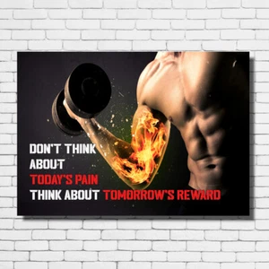 Gym E Kunstwerk Training Workout Motivation Zitat Körper Fitness Wandposter Leinwand - Bild 1 von 11
