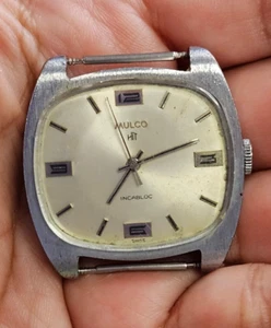 Reloj de cuerda MULCO Incabloc 142-104 suizo para hombre esfera beige funcionando vintage - Imagen 1 de 8