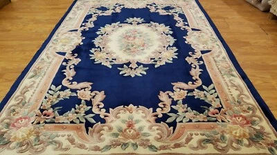 Alfombra Aubusson francesa anudada a mano 6 x 9 100 % lana Foto 1 de 4