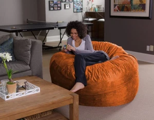 Bean Bag Lounger Chair 5FT Large Dorm Kids Room Sleeper Sofa College Apt Orange - Picture 1 of 18