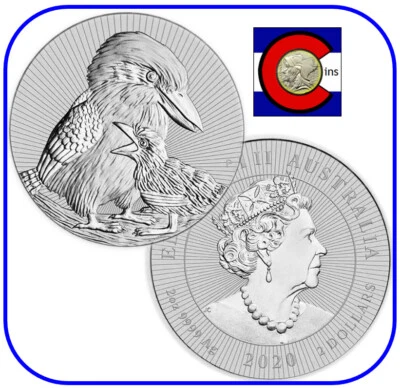 Moneda de plata Kookaburra & Baby Australia 2020 2 oz próxima generación en cápsula Foto 1 de 3