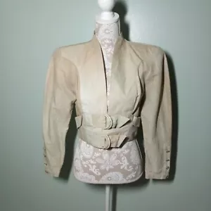 Giacca blazer crop vintage anni 90 taglia small, tuta elettrica beige futuristica retrò - Foto 1 di 13