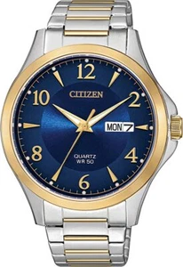 Citizen Mens Quartz Two-Tone Stainless Steel Blue Dial Day Date Watch BF2005-54L - Picture 1 of 1
