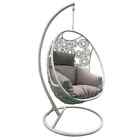 New Havana Hanging Egg Chair In White With Stand |pod Chair Wicker Patio Balcony