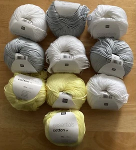 500g of Rico Essentials Cotton DK Yarn - Silver - Lemon - White - Picture 1 of 1