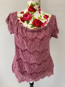 CITY CHIC PLUM OFF THE SHOULDER LACE OVERLAY PARTY TOP SIZE XS - Bild 1 von 7