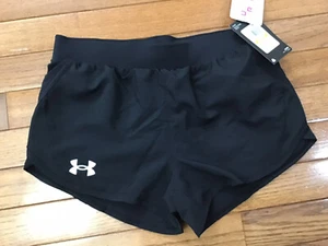 New Under Armour girls Fly By Shorts Black /White , Size Youth Medium (C36-5) - Picture 1 of 7