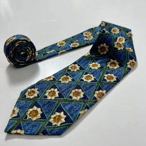 Ermenegildo Zegna Hergestellt in Italien Herren Geometrische Vintage Krawatte 100 % Seide Blau Krawatte - Bild 1 von 9