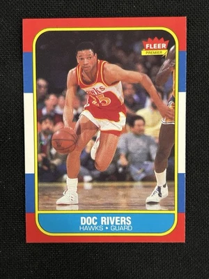 1986-87 Fleer 篮球 #91 Doc Rivers 近乎完好新秀 RC 亚特兰大老鹰队 *545 — 第 1/2 张图片