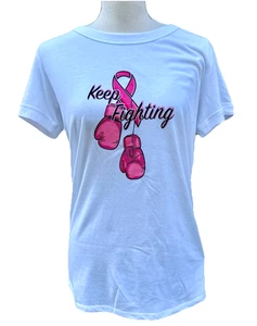 LuLaRoe Liv Womens Tshirt Top XS (sz 2-4) Keep Fighting Pink Ribbon Boxing NWT - Picture 1 of 10