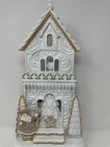 2D "Flach" Weiß Weihnachten Lebkuchen Dorfhaus, GROSS, 18", NEU - Bild 1 von 9