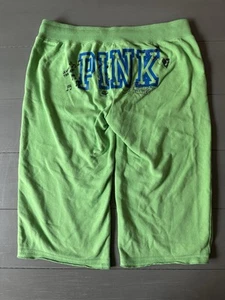 Victoria’s Secret Pink Vintage Y2K Green University Of Pink Capri Sweats Medium - Picture 1 of 9