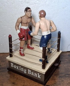 Boxing  Mechanical Bank Cast Iron Sports Collectible - Picture 1 of 4