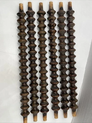 6 Vintage Antique Turned Wood Spindles Salvage Jenny Lind Bed - Image 1 of 4