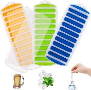3Pcs Long Ice Stick Tray Silicone with LidWater Bottle Ice Cube Tray with Easy P - Picture 1 of 8