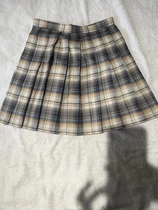 Adjustable Pleated Mini Skirt Brown Blue Tan Colours - Picture 1 of 7