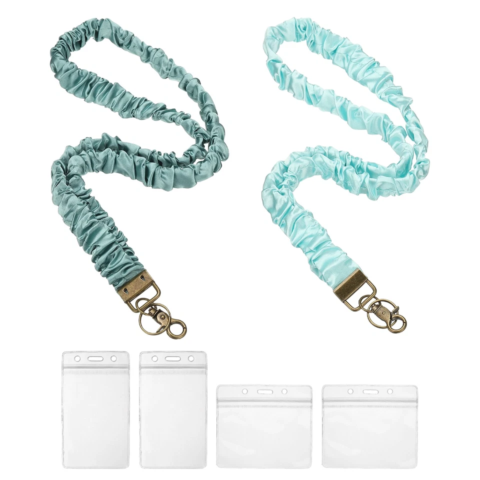 Paquete de 2 cordones Scrunchie 4 tarjeteros, verde/azul claro Foto 1 de 4