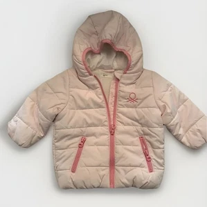 Benetton Baby Puffer Chaqueta Con Capucha Cremallera Frontal Talla 6-9 Meses - Imagen 1 de 9