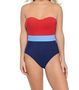 Costume intero donna Sonnet Shores taglia 16 nuovo prezzo consigliato $78,00 rosso bianco blu - Foto 1 di 14