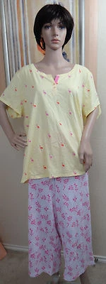 CHARTER CLUB Manga Corta Amarillo Camisa y Rosa Corazón Recortado Pantalón Ropa de Dormir Conjunto, 3XL Foto 1 de 3