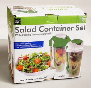 Salad Container Set w/ Fork & Dressing Container New - Picture 1 of 1