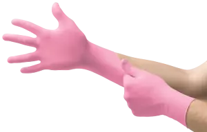 Micro-Touch Nitra Free Powder Free Nitrile Textured Pink Gloves-Case of 1000 - Picture 1 of 5