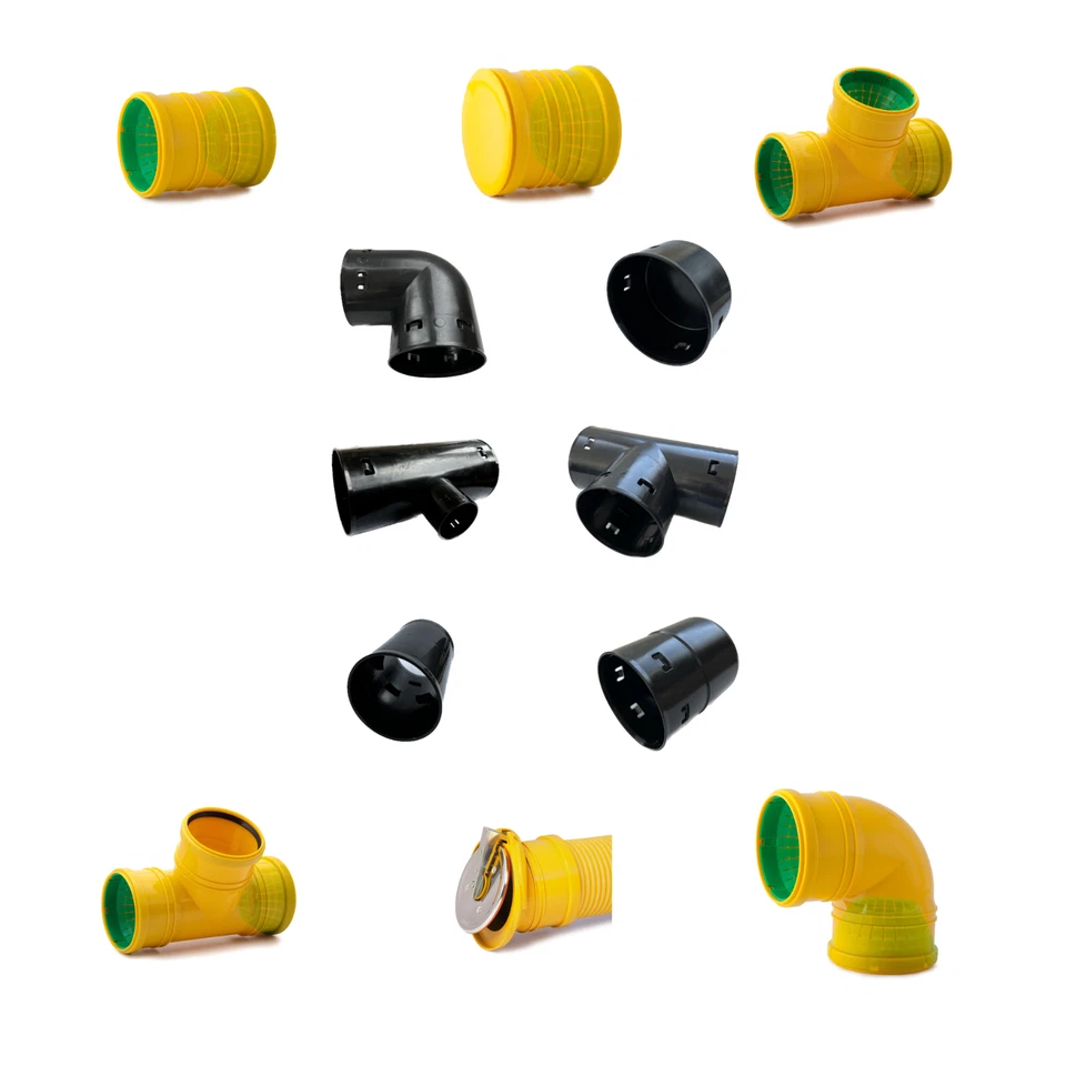  Drainagesystem drainage verbinder Rohr Bogen T-Stück Froschklappe Stopfen Muffe - Bild 1 von 1