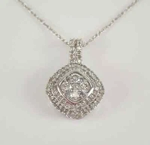 1.60Ct Round Cut Lab Created Diamond Cluster Women Pendant 14K White Gold Plated - Picture 1 of 5
