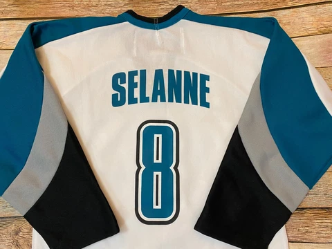 San Jose Sharks Jersey TEEMU SELANNE 2000-03 Vtg NHL Hockey CCM Youth S Women XS Cover
