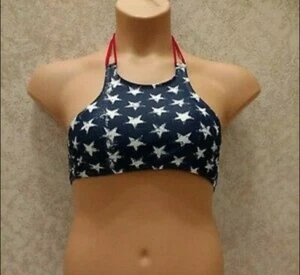 Patriotic XHILARATION USA STARS Swimwear Sz M Juniors Bathing Swimming Top NWOT - Picture 1 of 1
