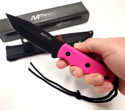Cuchillo de hoja fija Pink Full Tang damas niñas mujeres hoja funda EDC Foto 1 de 4
