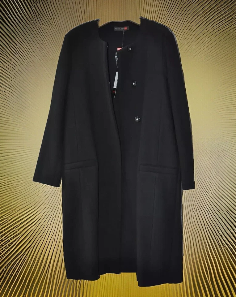 Minx  Gr 40  Puristischer Winter Mantel  Wollmischung   Schwarz   NEU - Bild 1 von 4