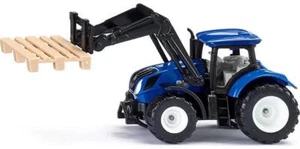 New Holland T7.315 Tractor with Pallet Fork and Pallet Blue and Black Diecast by - Picture 1 of 4