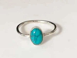 925 Sterling Silver Turquoise Ring Stack Stackable Gemstone Silver Ring - Picture 1 of 9