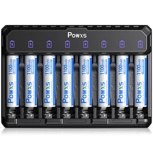POWXS Schnell Akku Ladegerät mit 8x1100mAh NIMH wiederaufladbaren Micro AAA Akku - Bild 1 von 8
