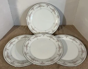 (4) Noritake Veranda 3015 Dinner Plates 10 1/2” Pastel Florals Platinum Trim - Picture 1 of 5