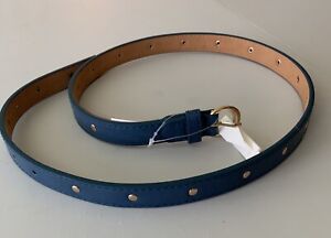 anne klein medium blue belt brass buckle and brad decor /size m