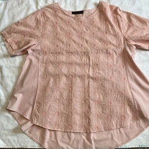 Zanzea Collection Short Sleeve Blouse Sz 4XL Tone On Tone Embroidery Peachy Pink - Picture 1 of 12
