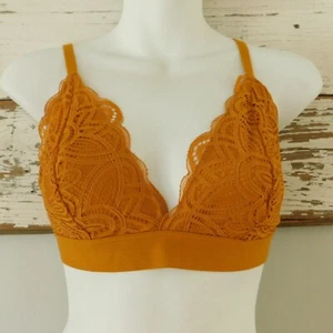 Old Navy Bralette Senf BH Spitze Damen Medium gefüttert tief V Mesh kabellos gebraucht, in einwandfreiem Zustand - Bild 1 von 8