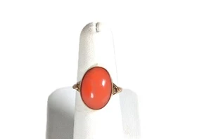 14K Gold Coral Ring, Size 7 - Picture 1 of 5
