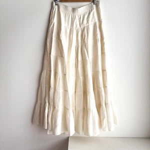 Calypso St Bath's White SILK Tiered Maxi Parachute Skirt S - Picture 1 of 7