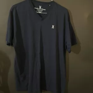 T-shirt Psycho Bunny uomo taglia 8 XXL blu navy streetwear golf casual pima cotone - Foto 1 di 4