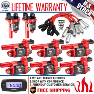 8 Pack Ignition Coil & Spark Plug Wire For Chevy Silverado 1500 GMC 5.3L 6.2L V8 - Picture 1 of 15