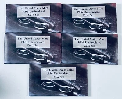 (5) 1996 US Mint Uncirculated Coin Sets w/ 1996-W West Point Dime. OGP & COA - Image 1 of 3
