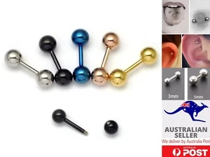 316L Straight Bar With Ball Barbell Ring Ear Nipple Lip Tongue Body Piercing 1pc - Picture 1 of 5